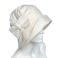 Cloche Hat, Summer Hats Women in Cream Linen with Bow Accessory, or Choose Your Color, 1920s Style Hat, Handmade in the USA