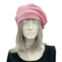 Cute Pink velvet beret for women satin lined hat  front view