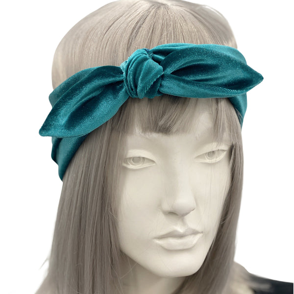 Knotted Headband for Women, Adult Bow Headband, Teal Velvet Headband or choose your color, Best Friend Gifts, Handmade
