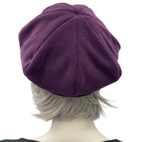 Cabbie Hat in Eggplant Fleece or Choose Your Color, Newsboy Women Hats, Handmade in USA