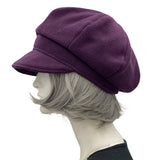 Cabbie Hat in Eggplant Fleece or Choose Your Color, Newsboy Women Hats, Handmade in USA