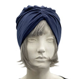 1920s Turban Hat in Navy Blue Stretch Jersey or Choose Your Color, Chemo Headwear, Handmade in USA