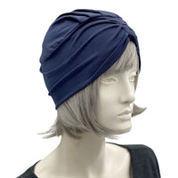 1920s Turban Hat in Navy Blue Stretch Jersey or Choose Your Color, Chemo Headwear, Handmade in USA