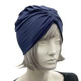 1920s Turban Hat in Navy Blue Stretch Jersey or Choose Your Color, Chemo Headwear, Handmade in USA