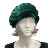 Velvet Beret, with Small Bow, Green Hat Women or Choose Your Color, Handmade, Best Friend Birthday Gift