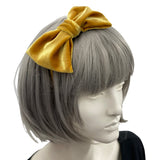 Gold Velvet Bow Headband, Hair Bows For Women, or Choose Your Color
