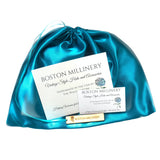 Satin hat storage bag perfect for gift giving. Handmade in The USA Boston Millinery  Handmade in USA