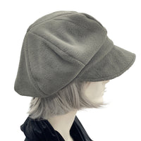 Baker Boy Hat, Newsboy Hat Women, handmade in soft warm fleece side view