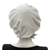 Cute Handmade French Beret in Winter White/ Cream rear view Boston Millinery 