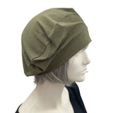 Cotton Beret, Summer Hats Women, Khaki Green Handmade USA