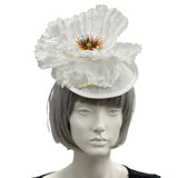 Large White Poppy Fascinator front view