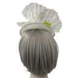White Kentucky Derby Hat, Large Poppy Flower Fascinator with Crystal Stamen, Flower Headband, rear view