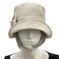 1920s Cloche Hat, Linen Cloche, Women Summer Hats, Vintage Style Hat in Beige Linen, or Choose Your Color, Handmade in the USA