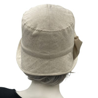 1920s Cloche Hat, Linen Cloche, Women Summer Hats, Vintage Style Hat in Beige Linen, or Choose Your Color, Handmade in the USA
