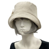 1920s Cloche Hat, Linen Cloche, Women Summer Hats, Vintage Style Hat in Beige Linen, or Choose Your Color, Handmade in the USA