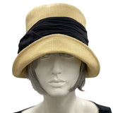 Linen Cloche, Women Summer Hats, Golden Yellow with Black Band and Bow, or Choose Your Color, 1920s Vintage Style, Handmade in the USA