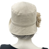 1920s Cloche Hat, Linen Cloche with Hydrangea Brooch, Women Summer Hats, Tea Party Hat, Unique Quality Hats Handmade in the USA