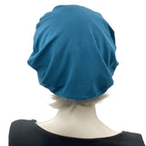 Cotton Beret in teal rear view Boston Millinery 