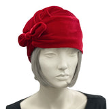 Red Velvet Turban, or Choose Your Color, Fashion Turban and Cocktail Hat, Chemo Headwear, Handmade in the USA