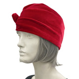 Side view Red Velvet Turban, or Choose Your Color, Fashion Turban and Cocktail Hat, Chemo Headwear, Handmade in the USA