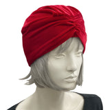 Red Velvet Turban, Vintage Style Headwrap Women. Handmade in the USA Boston Millinery
