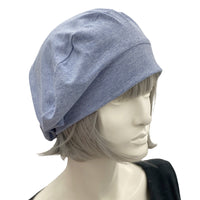 Slouchy Beret in Soft Light Denim Stretch Jersey, Summer Beret for Women, More Colors Available, Handmade in the USA