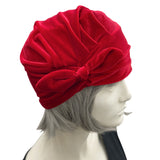 Red Velvet Turban, or Choose Your Color, Fashion Turban and Cocktail Hat, Chemo Headwear, Handmade in the USA