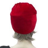Red Velvet Turban, Vintage Style Headwrap Women. Handmade in the USA Boston Millinery rear view