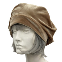 Champagne Velvet Beret, Satin Lined Winter Hat Women, Birthday Gifts for Women, Handmade in the USA