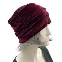 1920s Cloche Hats, Comfortable Velvet Satin Lined Beanie, Chemo Headwear, Winter Hat Women, Handmade in USA