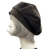 Cute Beret For Women Handmade in fleece fabric in the USA modeled on a hat mannequin , black option
