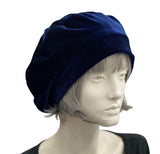 Cute Beret, Handmade French Beret in Blue Velvet, Satin Lined, Hats Women, Soft Lightweight Chemo Headwear, Choose Your Color