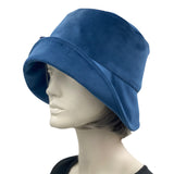 1920s Cloche Hat, Velvet Hat with Satin and Chiffon Flower Brooches,  Handmade in the USA, Birthday Gift for Mom, Blue or Choose Your Color