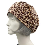 Beret Women, Leopard Print Brown and Cream, Summer Hats Women, Handmade in the USA