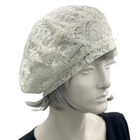 Summer Beret in Black Sparkle Lace, Cocktail Hat, Wedding Hat, Chemo Headwear, Beret Women, Elegant Formal Occasion