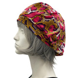 Beret Women, Summer Hats Women, Red and Gold  African Print Soft Stretch Jersey, More Colors Available, Satin Lined Hat, Handmade in the USA