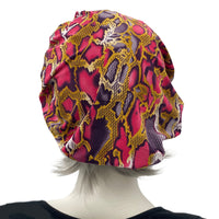 Beret Women, Summer Hats Women, Red and Gold  African Print Soft Stretch Jersey, More Colors Available, Satin Lined Hat, Handmade in the USA