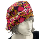 Beret Women, Summer Hats Women, Red and Gold  African Print Soft Stretch Jersey, More Colors Available, Satin Lined Hat, Handmade in the USA