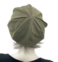 Beret Women, Olive Green Summer Hats Women, or Choose Your Color, Cotton Hat, Chemo Headwear, Handmade in the USA