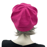 Fuchsia Linen Beret Hat Women, Cute Beret, Summer Hats Women, Handmade in the USA