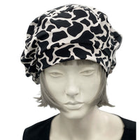 Beret Women, Animal Print Black and White, Summer Hats Women, Handmade in the USA