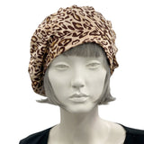 Beret Women, Leopard Print Brown and Cream, Summer Hats Women, Handmade in the USA
