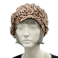 Beret Women, Leopard Print Brown and Cream, Summer Hats Women, Handmade in the USA