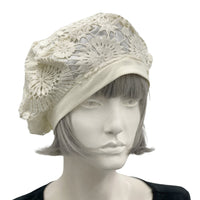 Summer Hats Women, Cream Open Lace Cute Beret, Wedding Hat, Handmade in The USA