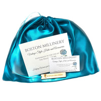 satin hat bag with Boston millinery card