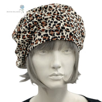 Summer Berets, Beret Women in Jaguar Print Jersey, Lined in Lightweight Satin, More patterns available, Handmade in the USA