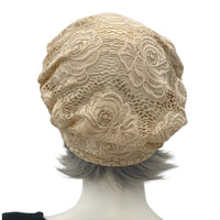 Lace Beret, Summer Hats Women, Beige Buff Color, Chemo Headwear, Wedding Hat, Handmade in the USA