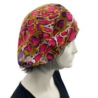 Beret Women, Summer Hats Women, Red and Gold  African Print Soft Stretch Jersey, More Colors Available, Satin Lined Hat, Handmade in the USA