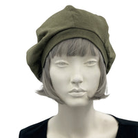 Beret Women, Olive Green Summer Hats Women, or Choose Your Color, Cotton Hat, Chemo Headwear, Handmade in the USA