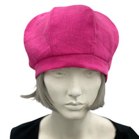 Fuchsia Linen Beret Hat Women, Cute Beret, Summer Hats Women, Handmade in the USA